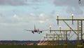 Airbus A320 of Easy Jet approaching to Schiphol airport in the evening Royalty Free Stock Photo