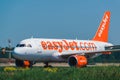 Airbus A 320 Easyjet Airlines taxing at apron