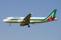 The Airbus A320 EI-EIE of Alitalia airline close up