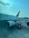 Airbus 380 of Emirates company on Dubai airport Royalty Free Stock Photo