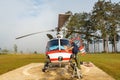 Airbus Eurocopter AS350 helicopter with a flight crew pre flight external check