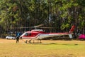 Airbus Eurocopter AS350 helicopter ready to take off from helipad