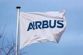An airbus flag at the factory and airport finkenwerder hamburg germany