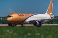 Airbus A 320 Gulf Air Airlines taxing at apron