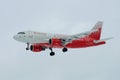 Airbus A319-111 `Ivanovo` VP-BIQ of `Airline Rossiya` airline in the gloomy sky before landing on the Pulkovo airport. Profile v