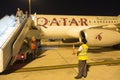 The Airbus A350 landed in Doha, Qatar