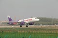 A airbus 320 landing on the runway