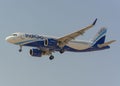 Airbus A320-251N IndiGo arriving at Dubai international airport