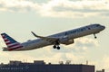 Airbus A321 253NX model airplane operated by American Airlines is going up