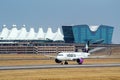 Airbus A320 operated by Volaris taxiing at Denver International Airport, Colorado Royalty Free Stock Photo