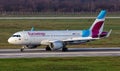 Airbus A320-214 passenger plane from  Eurowings arriving at Dusseldorf Airport. Germany - December 17, 2015 Royalty Free Stock Photo