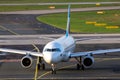 Airbus A320-214 passenger plane from  Eurowings arriving at Dusseldorf Airport. Germany - December 17, 2015 Royalty Free Stock Photo