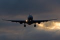 Airbus A330 Plane Landing Perfect Sky Sunset Royalty Free Stock Photo