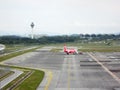 Airbus plane own by airasia towed and ready to take off