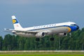 Airbus A321 retro livery Lufthansa. Russia. Saint-Petersburg. August 10, 2017. Royalty Free Stock Photo
