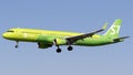 Airbus A321 of Russian S7 Siberia Airlines landing at Barcelona El Prat Airport