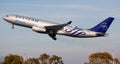 Airbus of SkyTeam airline alliance taking off at El Prat Airport Royalty Free Stock Photo