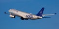 Airbus of SkyTeam airline alliance taking off at El Prat Airport Royalty Free Stock Photo