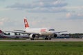 Airbus A320 Swiss Airlines taxis at the Moscow airport Domodedovo