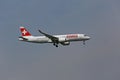 Swiss Airbus A220 landing Royalty Free Stock Photo