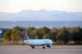 Airbus of Turkish Onur Airlines landed in Antalya international airport in the evening