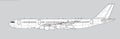 Airbus A340-200. Vector drawing of long-range, passenger jet airliner. Royalty Free Stock Photo