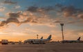 Airbus A320 Yamal Airlines parking at the airport Royalty Free Stock Photo