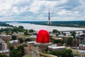 Aircarft warning light at Latvian Academy of Sciences buildingZinatnu akademija Royalty Free Stock Photo