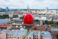 Aircarft warning light at Latvian Academy of Sciences buildingZinatnu akademija Royalty Free Stock Photo