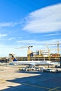 Aircraft at the apron at Frankfurt International Airport Royalty Free Stock Photo