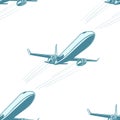 Aircraft aviation airplane air transport seamless pattern isolat