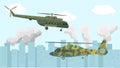 Aircraft aviation design, military flat helicopter vector illustration. Air army flight for accident, transport force
