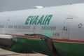 Aircraft body of EVA Air Boeing B777-300ER in Shangai Pudong Airport, China