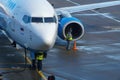 Aircraft Boeing 737 of Pobeda low cost airlines arrived at Vnukovo International airport in Moscow