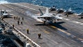 Aircraft Carrier Flight Deck Operations Jets Launching Combat Mission Royalty Free Stock Photo