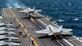 Aircraft Carrier Flight Deck Operations Jets Launching Combat Mission Royalty Free Stock Photo