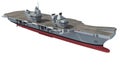 Aircraft Carrier military vessel 3D rendering ship on white background