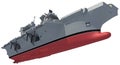 Aircraft Carrier military vessel 3D rendering ship on white background