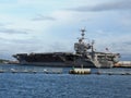 The aircraft carrier USS John C. Stennis docked at the Norfolk Naval Base