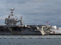 The aircraft carrier USS John C. Stennis docked at the Norfolk Naval Base