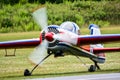 Aircraft in close-up on different small planes. Royalty Free Stock Photo