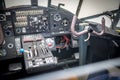 Aircraft cockpit. Control panel of an aircraf Royalty Free Stock Photo