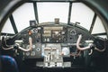 Aircraft cockpit. Control panel of an aircraf Royalty Free Stock Photo