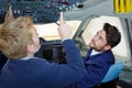 aircraft cockpit technician and apprentice Royalty Free Stock Photo