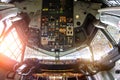 Aircraft cockpit view on the control panel. Royalty Free Stock Photo