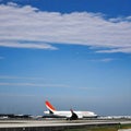 Aircraft departing the airport