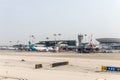 Aircraft of different airlines are near the landing terminal of Ben Gurion International Airport, near Tel Aviv in Israel Royalty Free Stock Photo