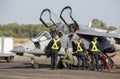 Aircraft Director and pilots Alpha Jet Who are checking the readiness to fly Royalty Free Stock Photo