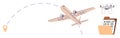 Aircraft and Drone in Flight Path with Data File and Location Pin Indicating Digital Connectivity Royalty Free Stock Photo