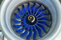 Aircraft engine blades highlighted in blue Royalty Free Stock Photo